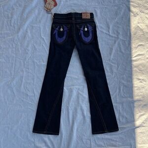 TRUE RELIGION Joey PURPLE‎  FLAP CLOSER POCKET WOMENS JEANS SIZE 14